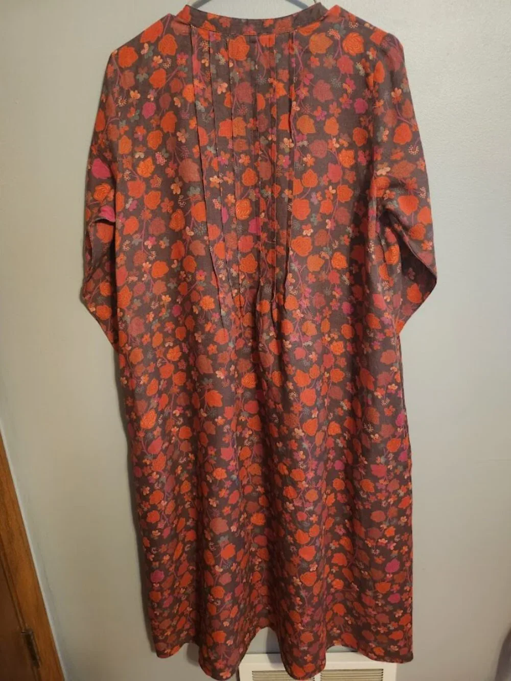 Gudrun Sjogren Linnea Dress 100% hemp Size M Red and Orange Floral Pattern - Picture 5 of 13